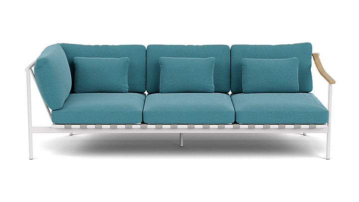 Barlow Tyrie Around Deep Seating Triple Lounge Sofa with Aluminium Left Arm and Teak Right Arm