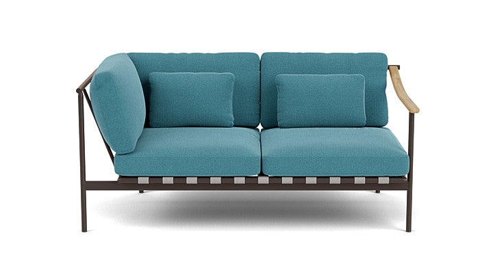 Barlow Tyrie Around Deep Seating Double Lounge Sofa with Aluminium Left Arm and Teak Right Arm