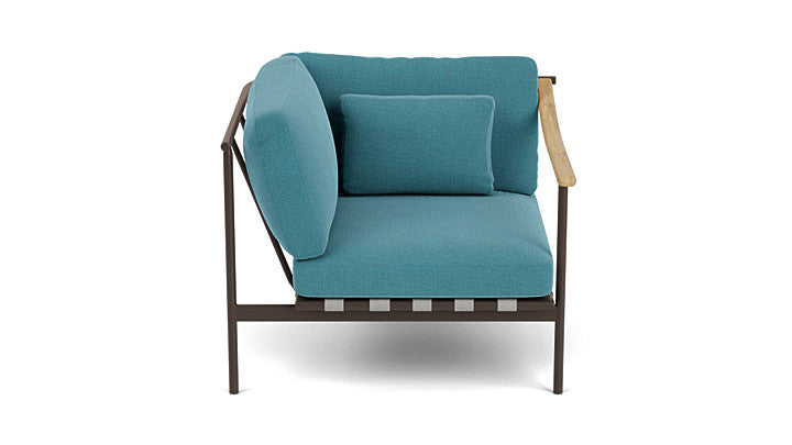 Barlow Tyrie Around Deep Seating Single Lounge Chair with Aluminium Left Arm and Teak Right Arm