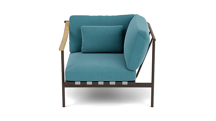 Barlow Tyrie Around Deep Seating Single Lounge Chair with Teak Left Arm and Aluminium Right Arm