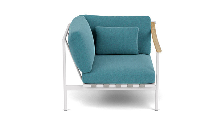 Barlow Tyrie Around Deep Seating Single Lounge Chair with Aluminium Left Arm and Teak Right Arm