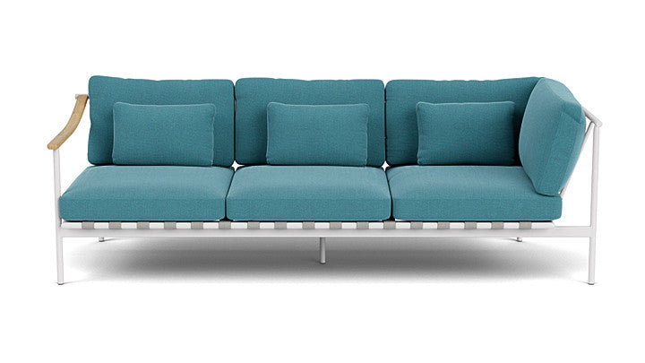 Barlow Tyrie Around Deep Seating Triple Lounge Sofa with Teak Left Arm and Aluminium Right Arm