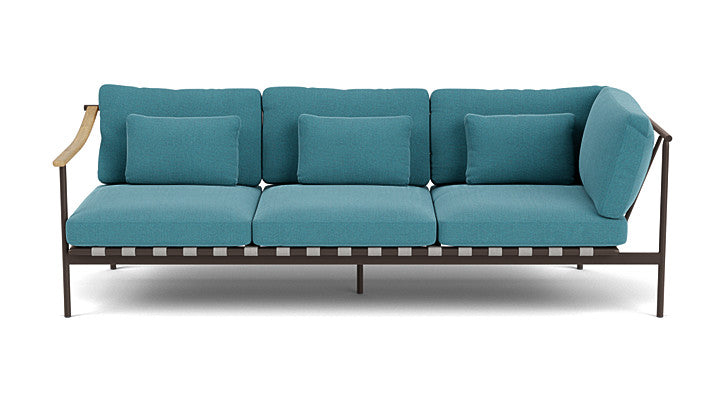 Barlow Tyrie Around Deep Seating Triple Lounge Sofa with Teak Left Arm and Aluminium Right Arm