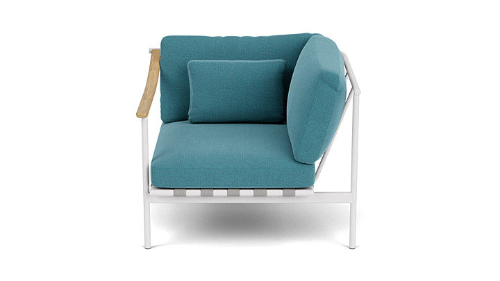 Barlow Tyrie Around Deep Seating Single Lounge Chair with Teak Left Arm and Aluminium Right Arm