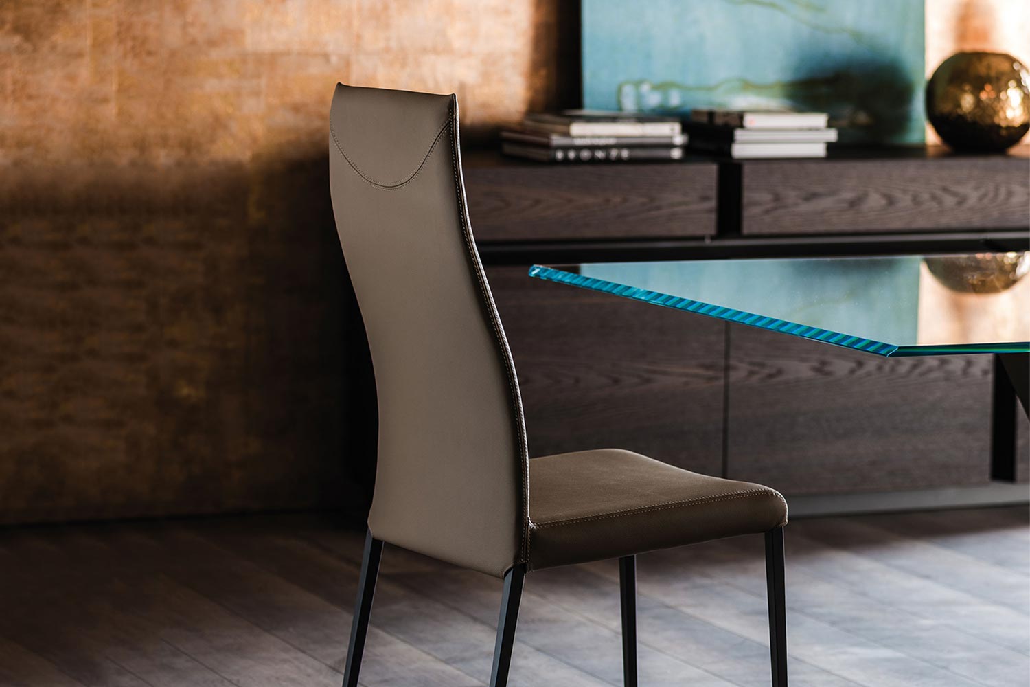 Cattelan Italia Anna High Back Dining Chair Soft Leather