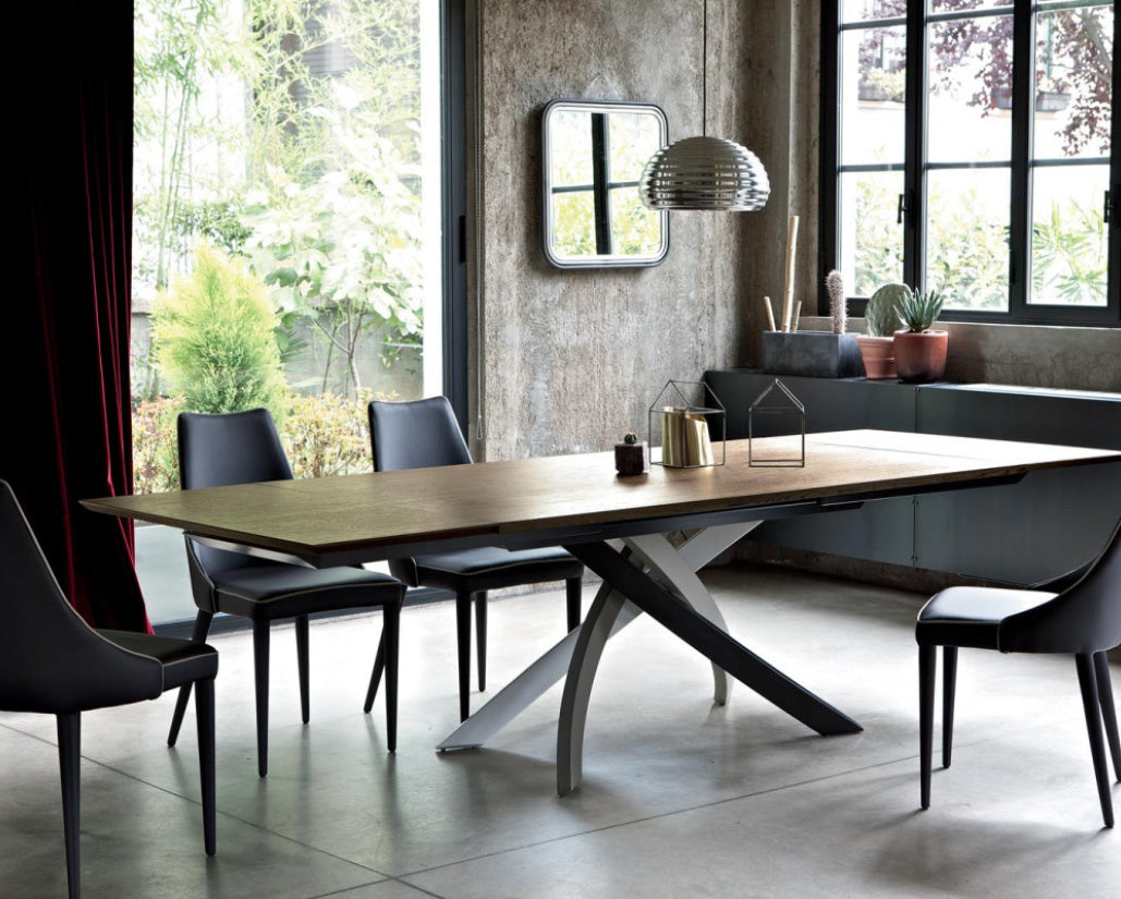 Bontempi Artistico Extendible Rectangular Dining Table with Wooden ,Super Ceramic & Marble Top