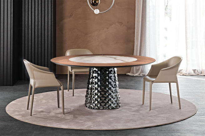 Cattelan Italia Atrium Keramik-Wood Round Swivel Table | Shop Now