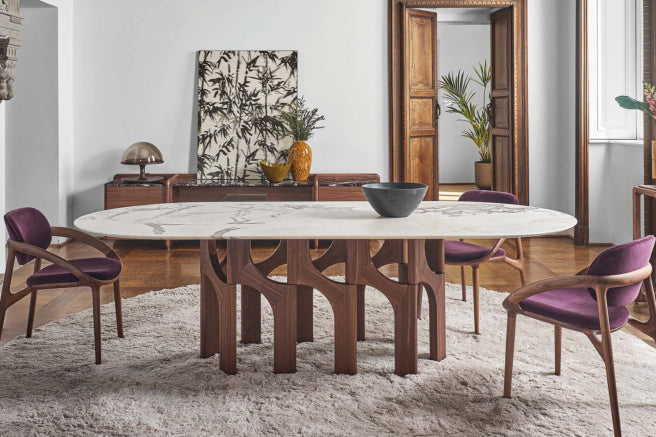 Porada Augusto Glass Oval Dining Table