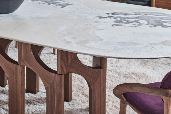 Porada Augusto Marble Oval Dining Table