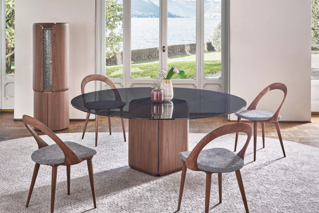 Porada Bay Glass Round Dining Table