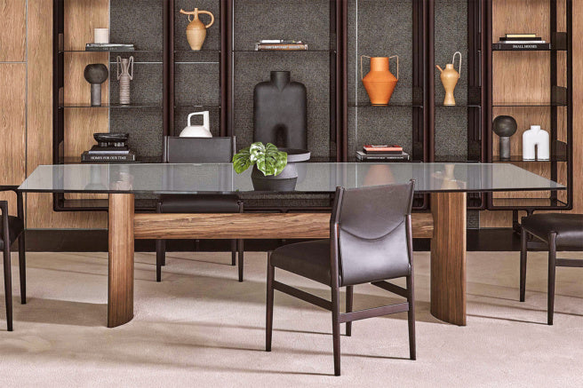 Porada Beam Wood Round & Barrel Shaped Dining Table