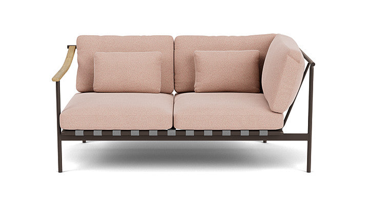 Barlow Tyrie Around Deep Seating Double Lounge Sofa with Teak Left Arm and Aluminium Right Arm