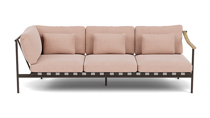 Barlow Tyrie Around Deep Seating Triple Lounge Sofa with Aluminium Left Arm and Teak Right Arm