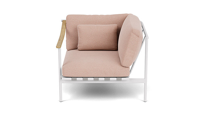 Barlow Tyrie Around Deep Seating Single Lounge Chair with Teak Left Arm and Aluminium Right Arm