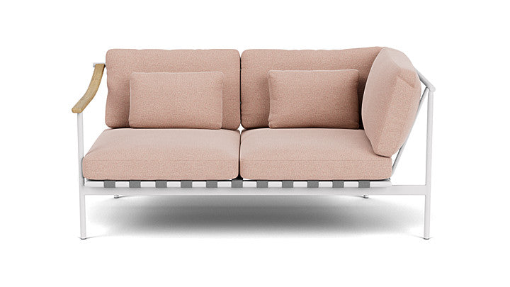 Barlow Tyrie Around Deep Seating Double Lounge Sofa with Teak Left Arm and Aluminium Right Arm