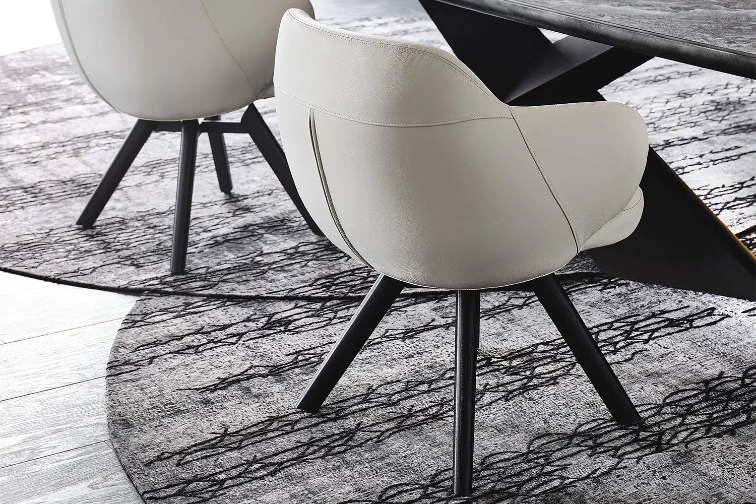 Cattelan Italia Bombè Swivel Dining Armchair – Fabric & Synthetic Leather