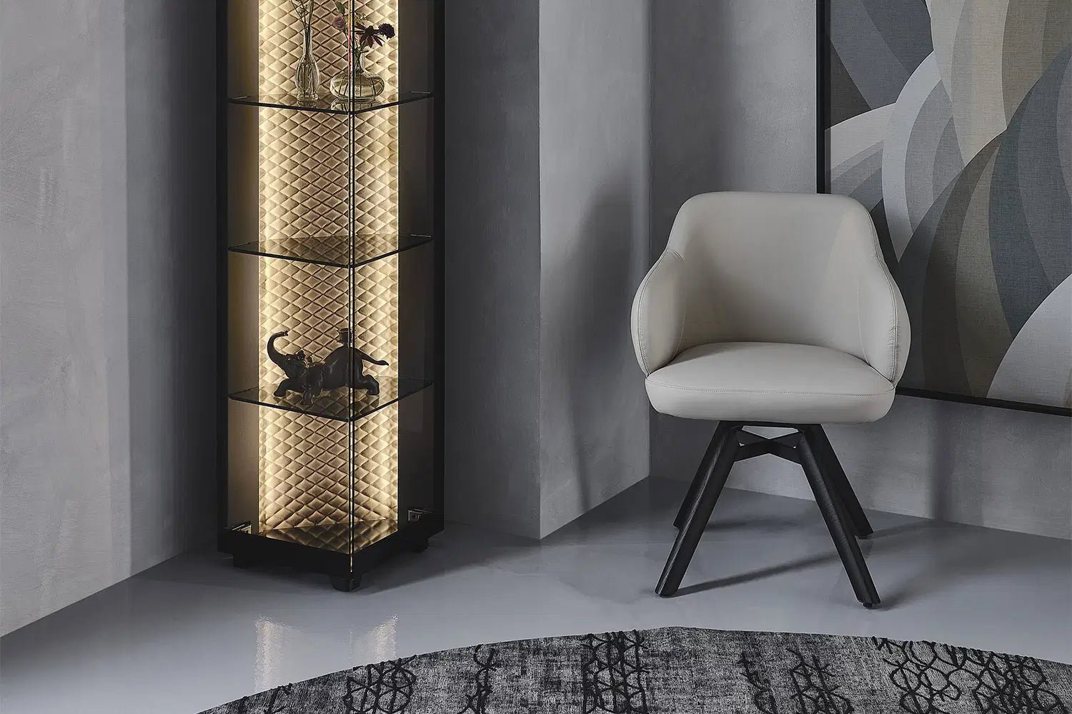 Cattelan Italia Bombè Swivel Dining Armchair – Fabric & Synthetic Leather