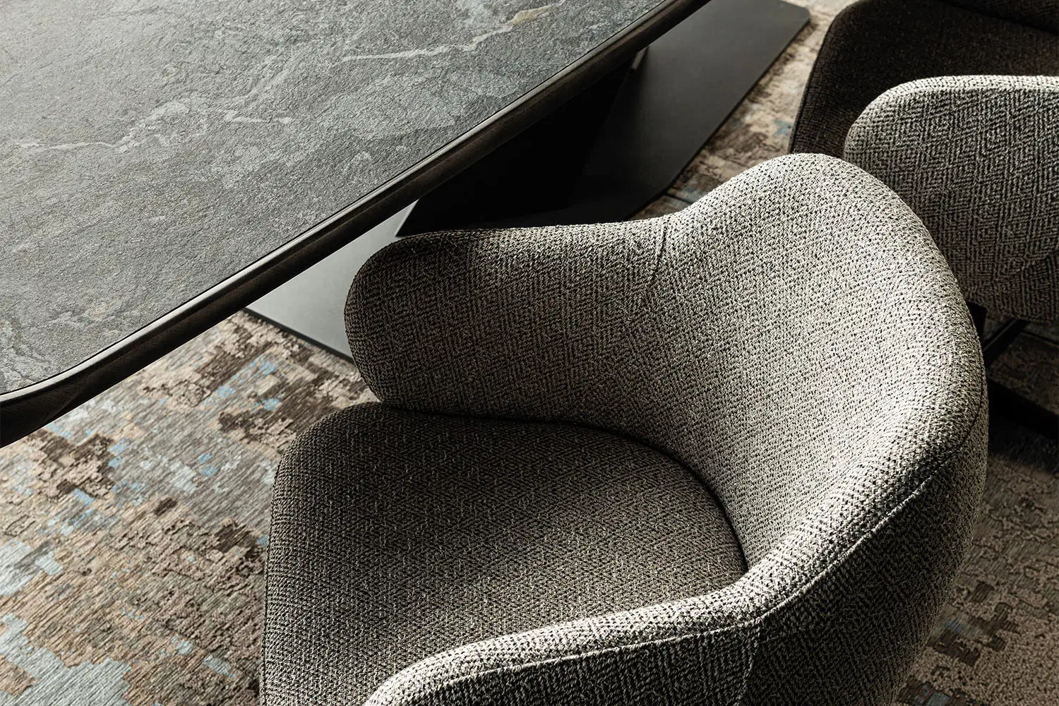 Cattelan Italia Bombè X Swivel Dining Armchair – Fabric & Synthetic Leather