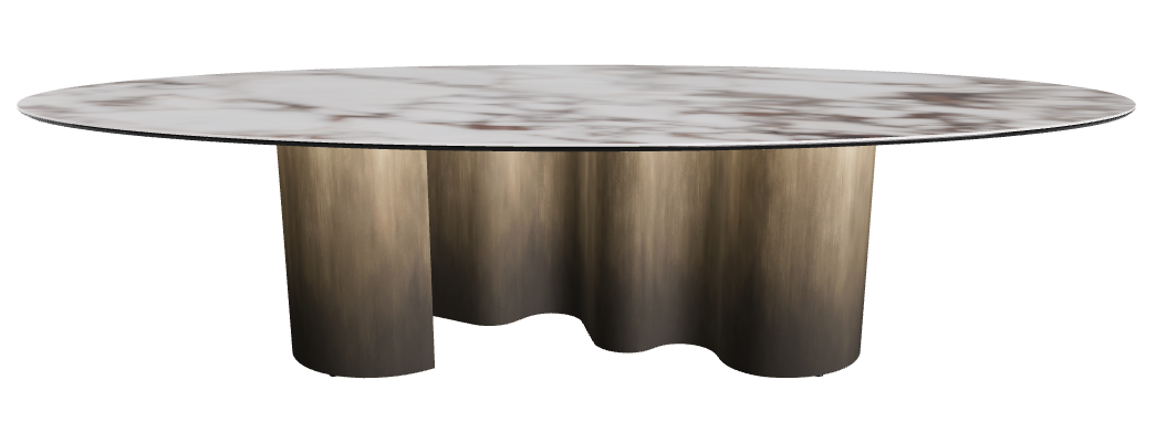 300x150x74h Oval Shaped_Breccia_Oxy Brass