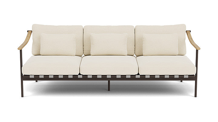 Barlow Tyrie Around Deep Seating Triple Lounge Sofa with Teak Arms