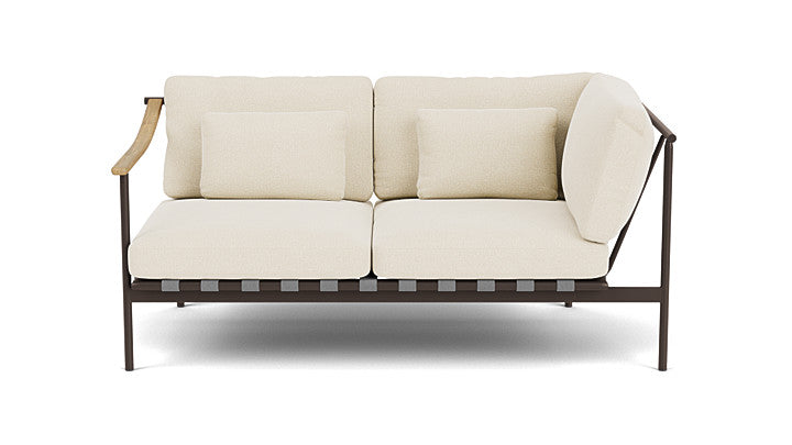 Barlow Tyrie Around Deep Seating Double Lounge Sofa with Teak Left Arm and Aluminium Right Arm