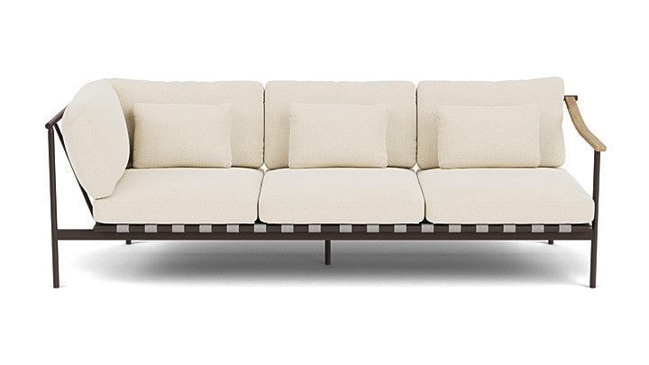 Barlow Tyrie Around Deep Seating Triple Lounge Sofa with Aluminium Left Arm and Teak Right Arm