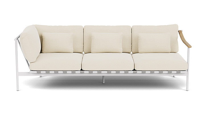 Barlow Tyrie Around Deep Seating Triple Lounge Sofa with Aluminium Left Arm and Teak Right Arm