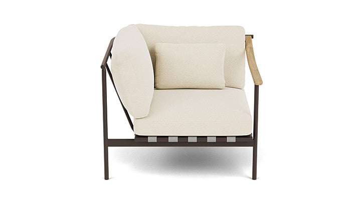 Barlow Tyrie Around Deep Seating Single Lounge Chair with Aluminium Left Arm and Teak Right Arm