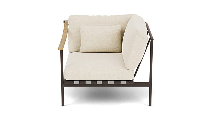 Barlow Tyrie Around Deep Seating Single Lounge Chair with Teak Left Arm and Aluminium Right Arm