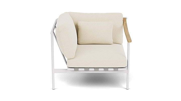 Barlow Tyrie Around Deep Seating Single Lounge Chair with Aluminium Left Arm and Teak Right Arm