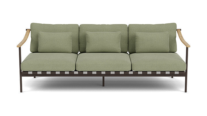 Barlow Tyrie Around Deep Seating Triple Lounge Sofa with Teak Arms