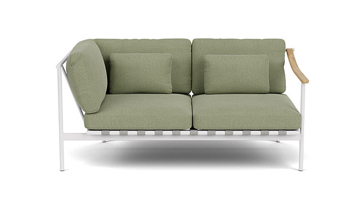 Barlow Tyrie Around Deep Seating Double Lounge Sofa with Aluminium Left Arm and Teak Right Arm