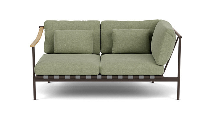 Barlow Tyrie Around Deep Seating Double Lounge Sofa with Teak Left Arm and Aluminium Right Arm