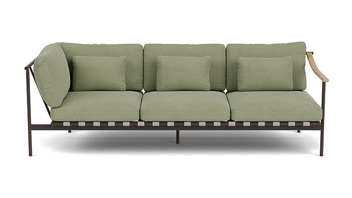 Barlow Tyrie Around Deep Seating Triple Lounge Sofa with Aluminium Left Arm and Teak Right Arm