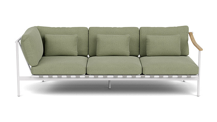 Barlow Tyrie Around Deep Seating Triple Lounge Sofa with Aluminium Left Arm and Teak Right Arm