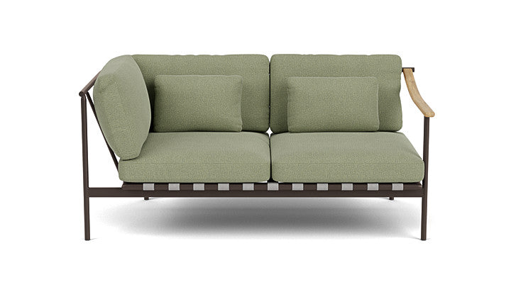 Barlow Tyrie Around Deep Seating Double Lounge Sofa with Aluminium Left Arm and Teak Right Arm