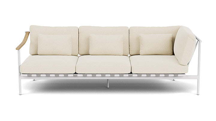 Barlow Tyrie Around Deep Seating Triple Lounge Sofa with Teak Left Arm and Aluminium Right Arm