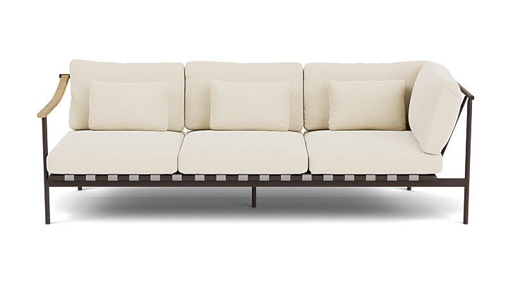 Barlow Tyrie Around Deep Seating Triple Lounge Sofa with Teak Left Arm and Aluminium Right Arm