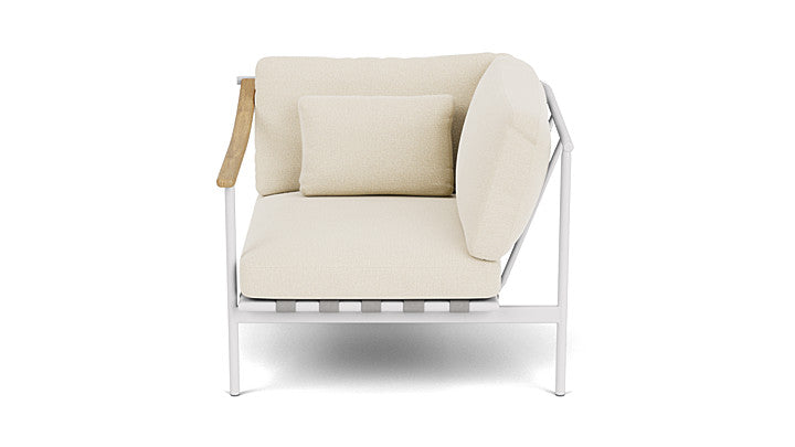 Barlow Tyrie Around Deep Seating Single Lounge Chair with Teak Left Arm and Aluminium Right Arm