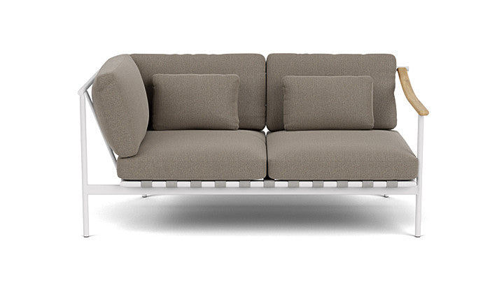 Barlow Tyrie Around Deep Seating Double Lounge Sofa with Aluminium Left Arm and Teak Right Arm