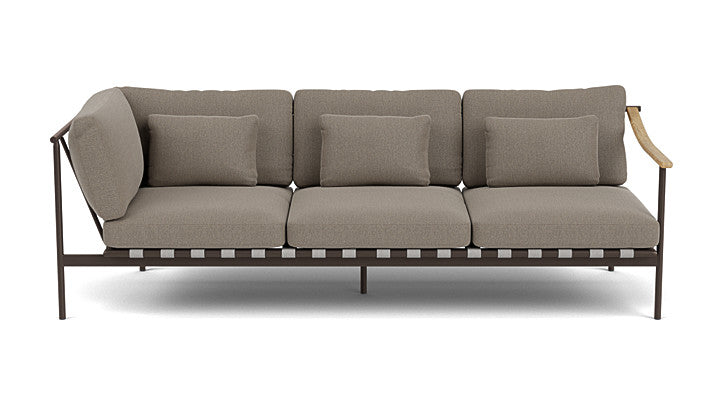 Barlow Tyrie Around Deep Seating Triple Lounge Sofa with Aluminium Left Arm and Teak Right Arm