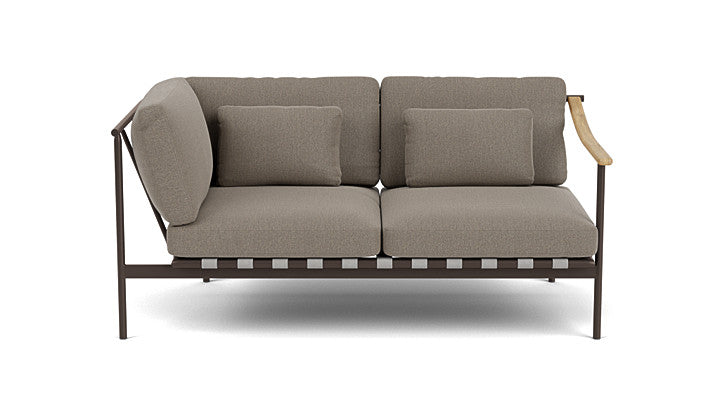 Barlow Tyrie Around Deep Seating Double Lounge Sofa with Aluminium Left Arm and Teak Right Arm