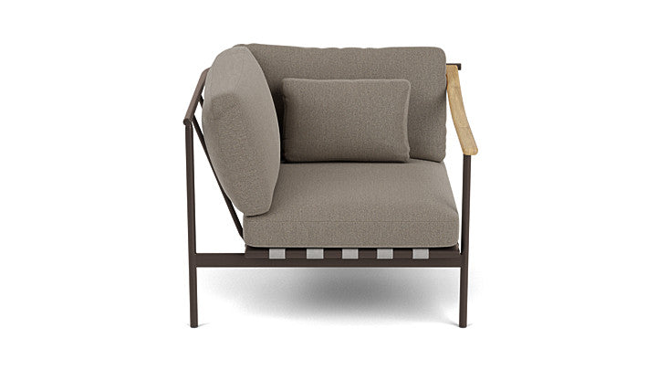 Barlow Tyrie Around Deep Seating Single Lounge Chair with Aluminium Left Arm and Teak Right Arm