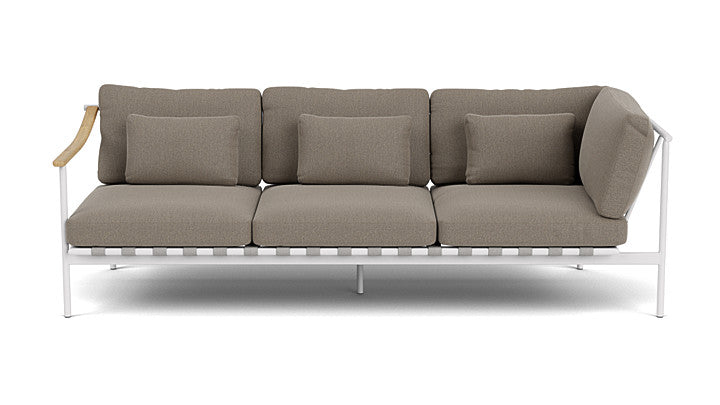 Barlow Tyrie Around Deep Seating Triple Lounge Sofa with Teak Left Arm and Aluminium Right Arm