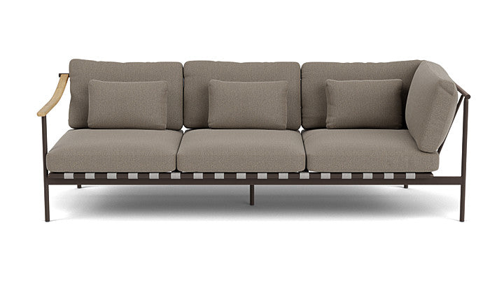 Barlow Tyrie Around Deep Seating Triple Lounge Sofa with Teak Left Arm and Aluminium Right Arm