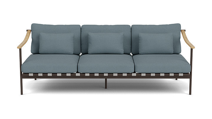 Barlow Tyrie Around Deep Seating Triple Lounge Sofa with Teak Arms