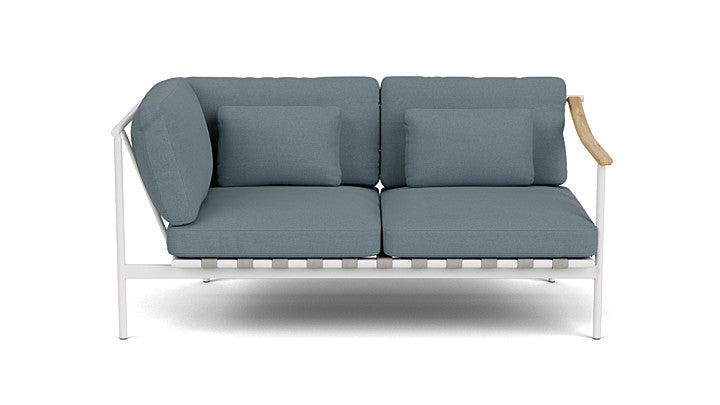 Barlow Tyrie Around Deep Seating Double Lounge Sofa with Aluminium Left Arm and Teak Right Arm