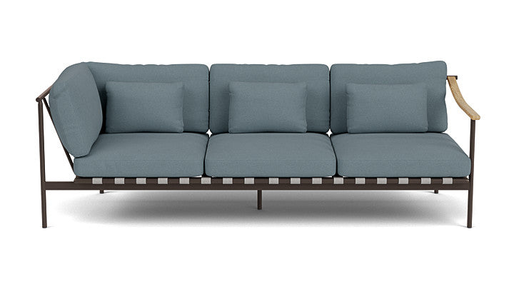 Barlow Tyrie Around Deep Seating Triple Lounge Sofa with Aluminium Left Arm and Teak Right Arm