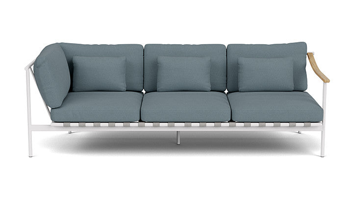 Barlow Tyrie Around Deep Seating Triple Lounge Sofa with Aluminium Left Arm and Teak Right Arm