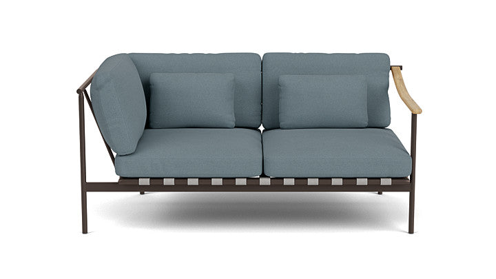 Barlow Tyrie Around Deep Seating Double Lounge Sofa with Aluminium Left Arm and Teak Right Arm